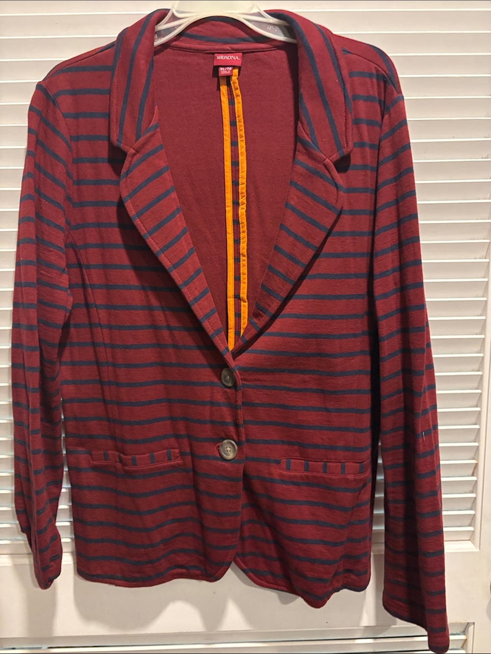 Merona Red and Navy Striped Knit Blazer